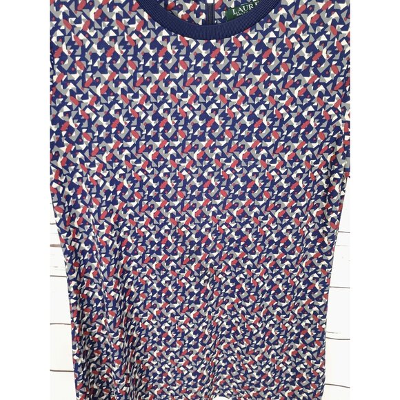 Lauren Ralph Lauren Navy Red Geometric Women's‎ Size Medium Top - Picture 5 of 8